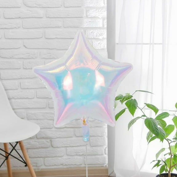 Chmadoxn Iridescent Star Foil Balloons, 19 inch Star Round and Heart Transparent Mylar Helium Balloon for Baby Shower Birthday Wedding Party Decoration