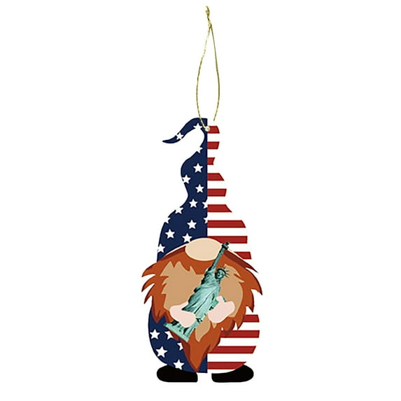 Chmadoxn Memorial Day Decorations 4th of July Gnome Ornaments Patriotic Tree Ornaments Independence Day Red White Blue Wooden Gnome Hanging Signs for Home Party Supplies