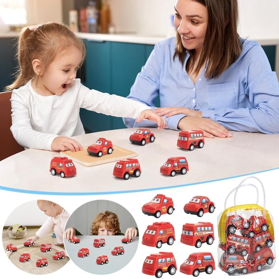 Chmadoxn Mini Pull-Back & Crash Cars Set in Carry Bag (6 Pc) - Rebound Racing Toys / Inertia Play, Portable Travel Gift for Kids Ages 3-6​​