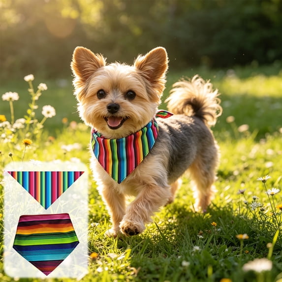 Chmadoxn Multicolor Striped Dog Bandana Cat Pet Scarf 21.6 Inch Washable Triangular Neck Wrap Soft Breathable Accessories for Small Medium Dogs Puppy Photo Outfit