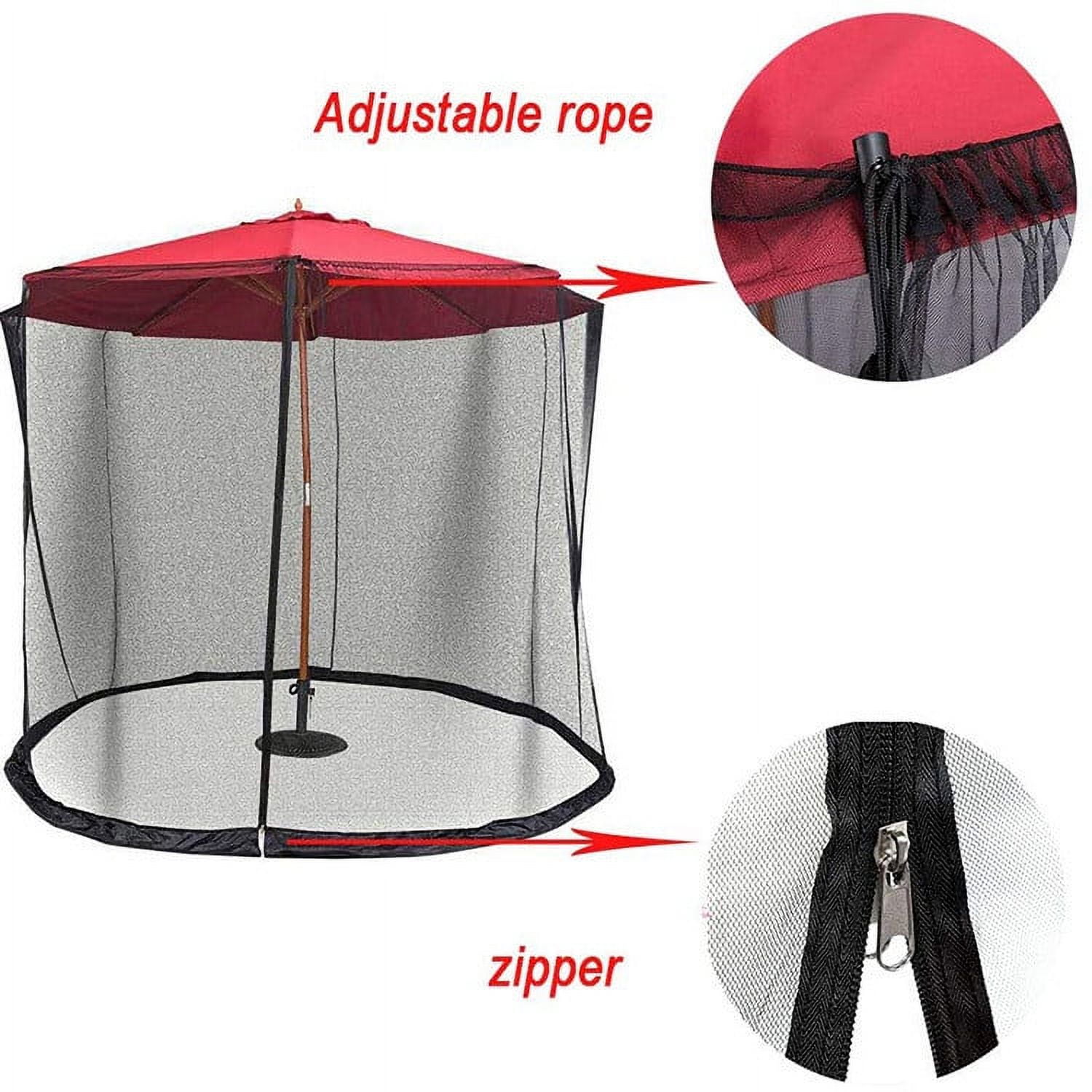 Chmadoxn Patio Umbrella Mosquito Netting, with Double Zipper Door