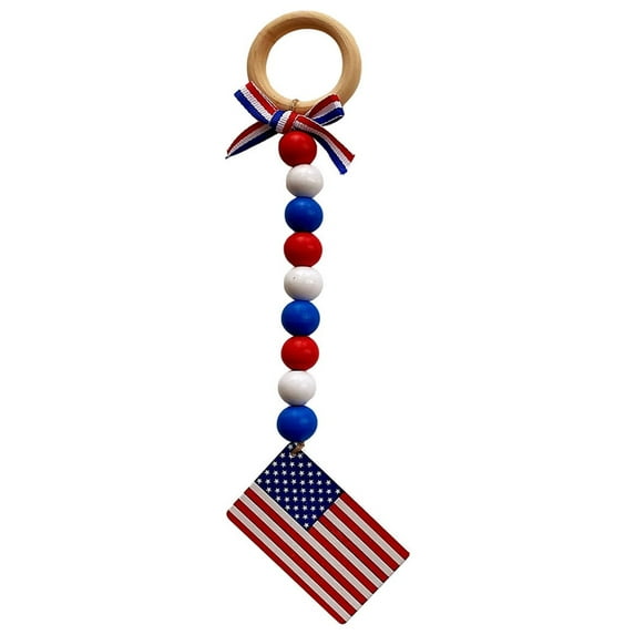 Chmadoxn Patriotic Flag Ornaments Memorial Day Independence Day Labor Day Veterans Day Decorations for Home Party Christmas Tree Decor, Blue Red and Silver