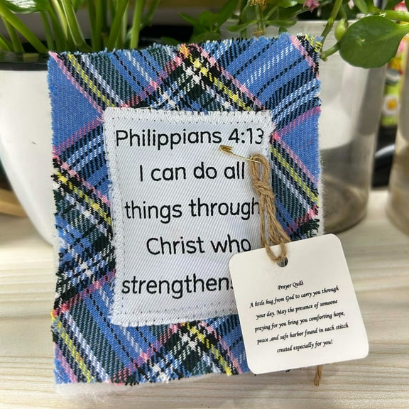 Chmadoxn Prayer Quilt with Cross Inside, 4.7×3.9 Inch Handmade Sew Individually Colorful Quilts, Symbolism Poems Quilts with Wooden Cross Inside, Pocket Prayer Quilt, Inspirational Gifts for Yourself