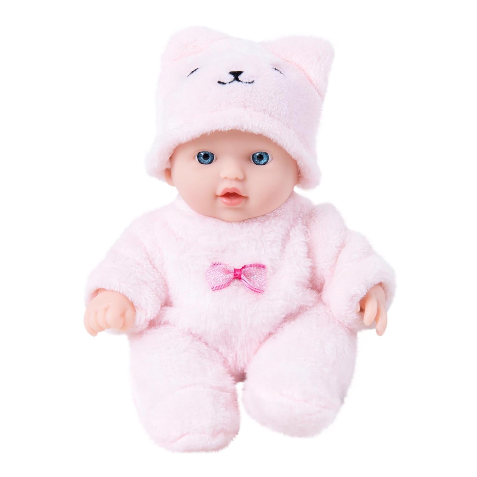 Chmadoxn Reborn Baby Dolls, 8 inch Small Realistic Vinyl Newborn Baby Doll with Plush Clothes, Soft Cute Simulation Baby Dolls Pretend Play Educational Toys Interactive Toys for Kids Age 3+