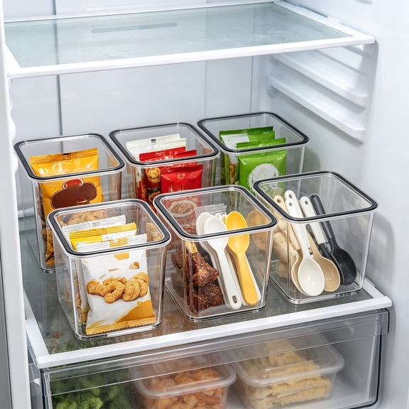 Chmadoxn Refrigerator Door Organizer Bin, Food Grade Plastic Fridge Side Storage Box for Fruit, Vegetables & Eggs, Dishwasher Safe Kitchen Pantry Container, Space Saving, White