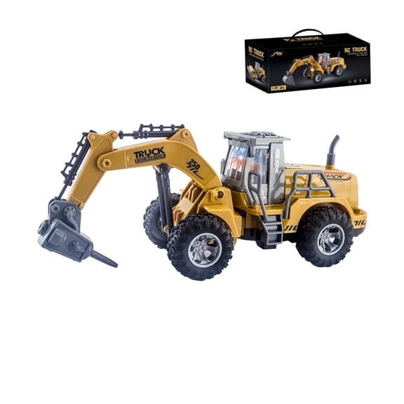 Twfbrm Remote Control Construction Truck, Educational Toddler Toys 2.4Ghz 4WD Engineering Drilling Car with Lights and Movable Joint, 1/30 Scale Engineering Vehicle Model Toys Gifts for Kids Age 3+