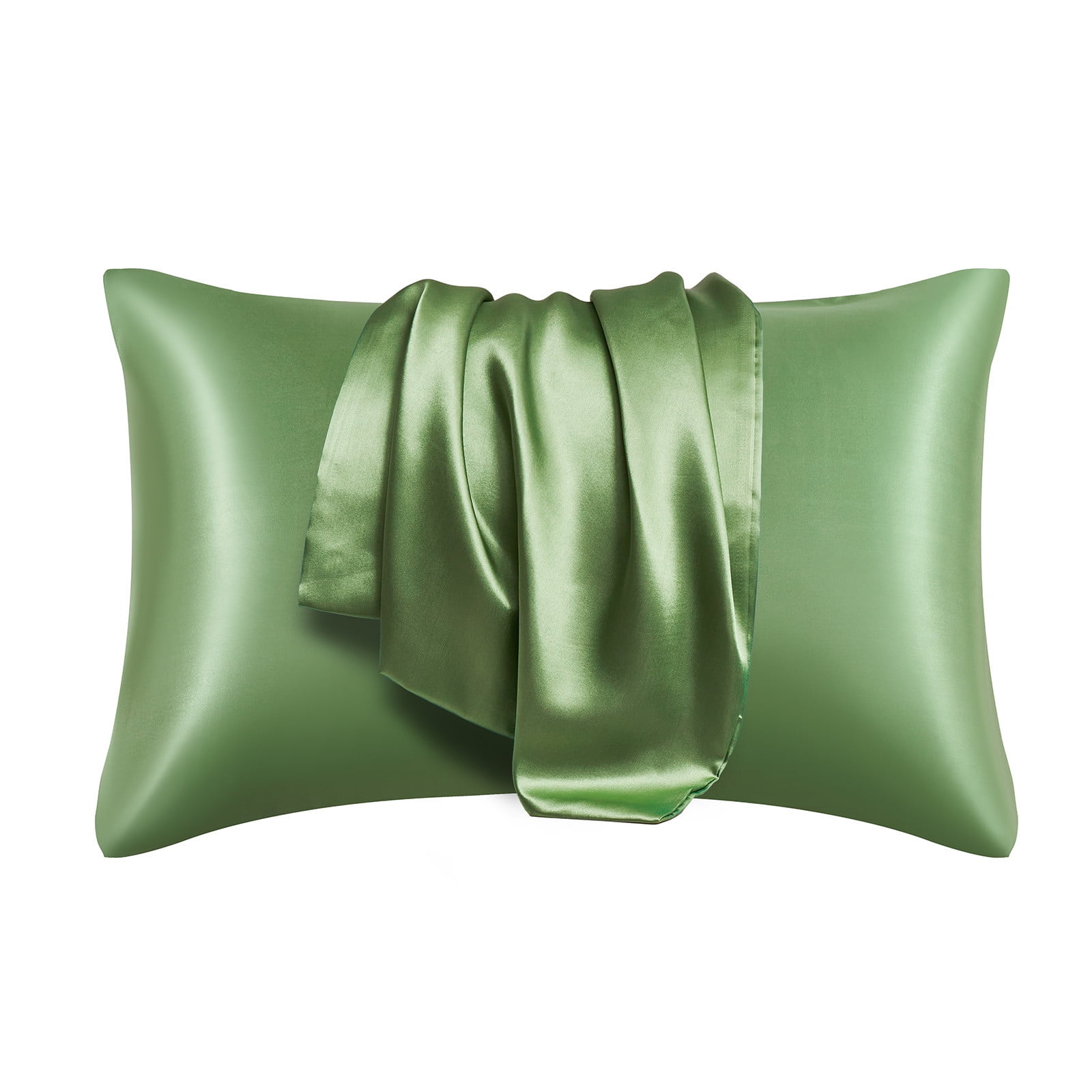 Light Green Satin Silk Standard Pillowcase Set