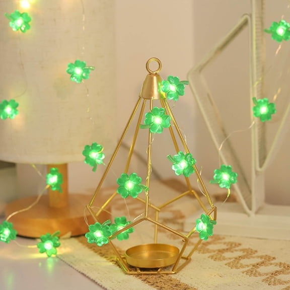 Chmadoxn St Patrick's Day String Light, St Patricks Day Accessories, LED Shamrock Four Leaf Clover Light String for Irish Day Decoration, Green Fairy LED Light USB Operated for St Patricks Party Decor