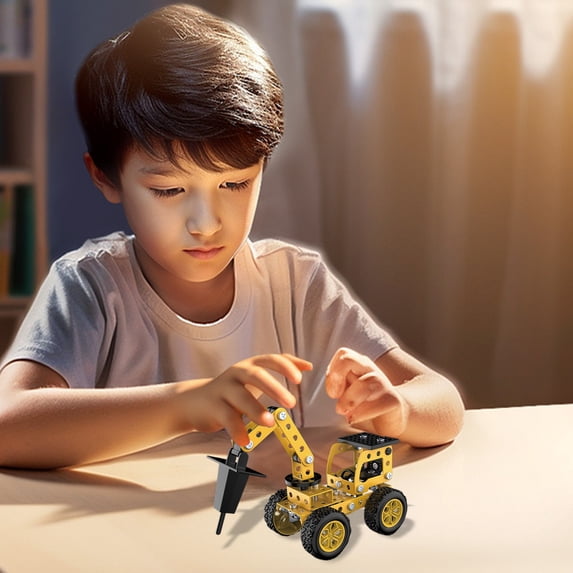 Chmadoxn Toddler Toys, Baby Toys Children's Nut Disassembly Toy Metal Assembly Engineering Car Toy Creatives Model Building Blocks Children's Excavator Gift Bulldozer Toys for Kids, Birthday Gifts