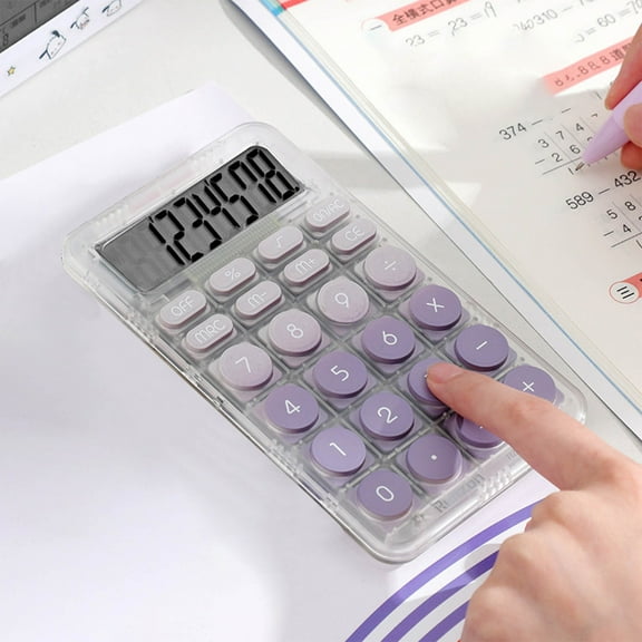 Chmadoxn Transparent Gradient 8-Digit LCD Mini Calculator - Compact Portable Design for Office Use, Ergonomic Buttons (Gradient Color)