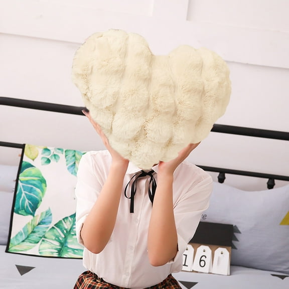 Chmadoxn Valentine's Day Heart Shaped Pillow, Fluffy Heart Throw Pillows, Decorative Pillow for Sofa Bed, Cute Room Decor Gifts for Women Girls Kids - Decorations for Valentines Day Mothers Day