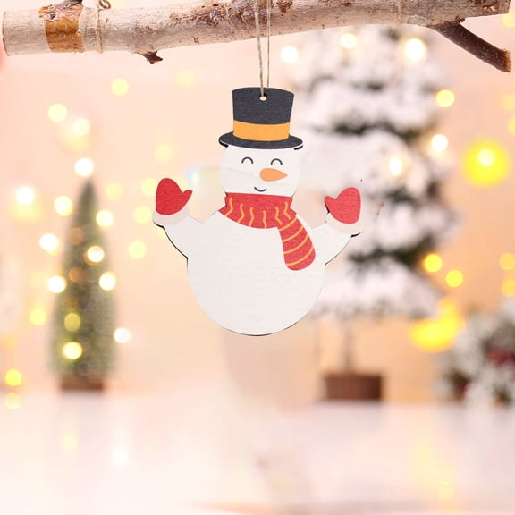 Chmadoxn Winter Snowmen Ornaments for Christmas Tree, Snowman Wooden Ornaments Snowman Tree Decorations, Snowman with Red Green Stripe Knitted Hat Decor Christmas Ornament for Holiday Party