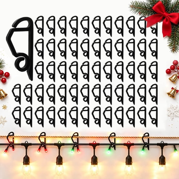 Chnmavx 100-Pack Christmas Light Clips, Upgraded String Light Siding Clips Sliding Hooks Light Hanging Hooks Outdoor Weatherproof Plastic Clips for String Lights Xmas Decor Black