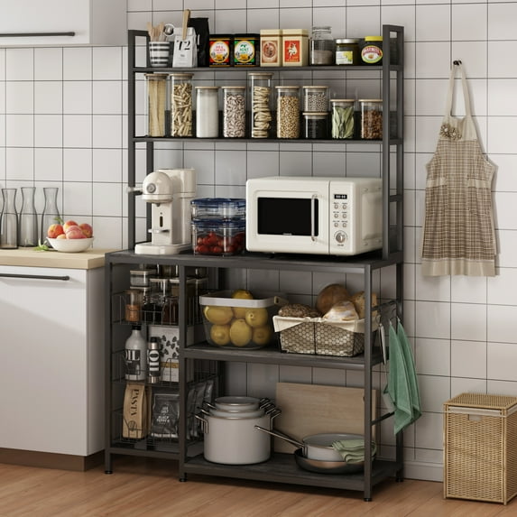 Chnnmbrn Bakers Rack Kitchen Steel Standard Baker's Rack with Microwave Compatibility,Gray