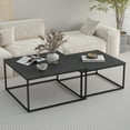 thumbnail image 1 of Chnnmbrn Coffee Tables, 2 Piece Set Square Nesting Table for Living Room, Black, 1 of 6