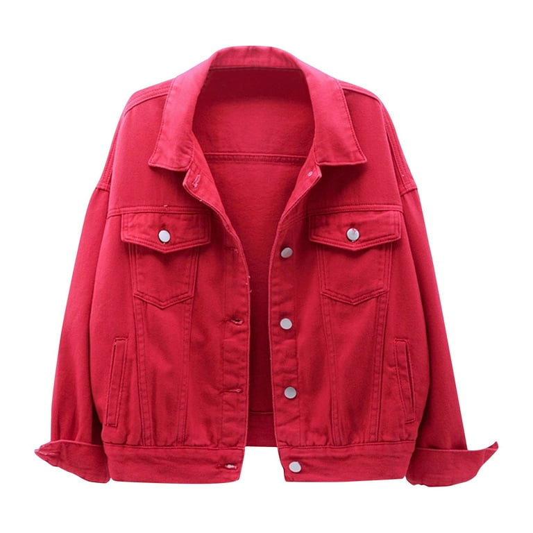 Colored denim jacket plus size cheap