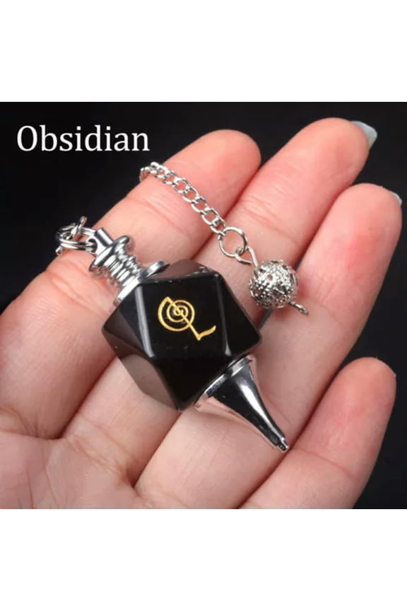 Cho Ku Rei Pendulum Crystal Quartz Runes Chakra Gemstone Pendant Wicca Healing