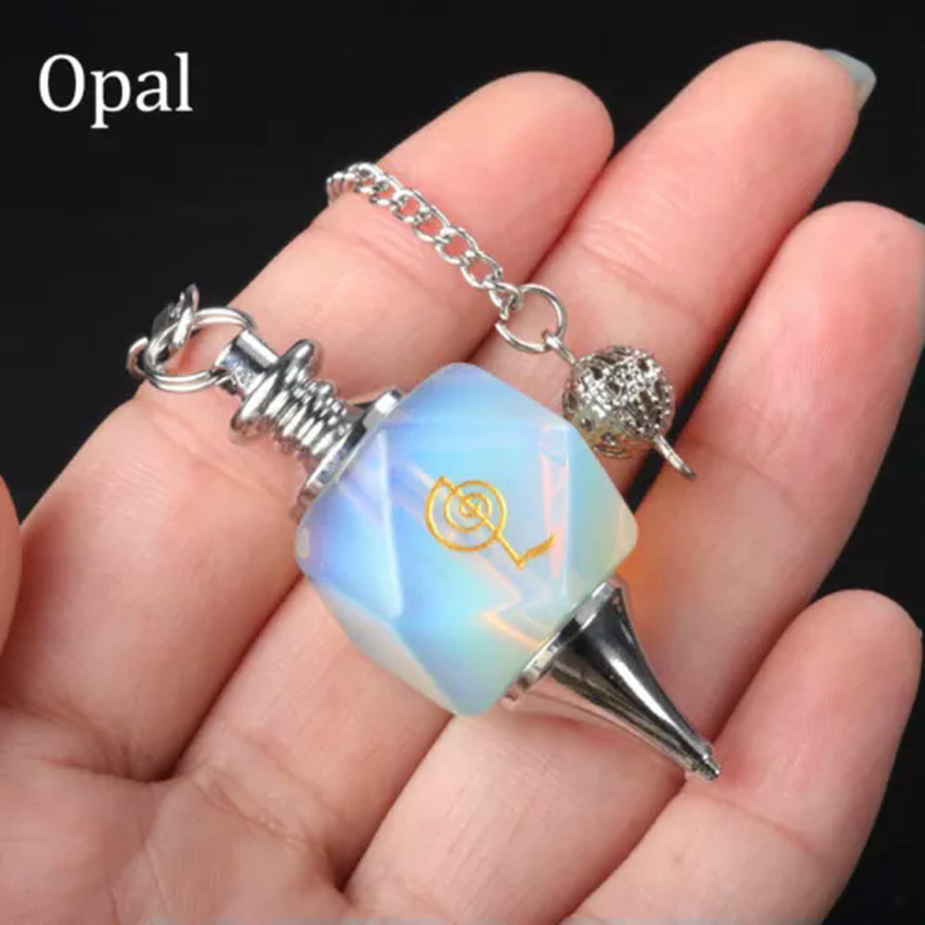 Cho Ku Rei Pendulum Crystal Quartz Runes Chakra Gemstone Pendant Wicca ...