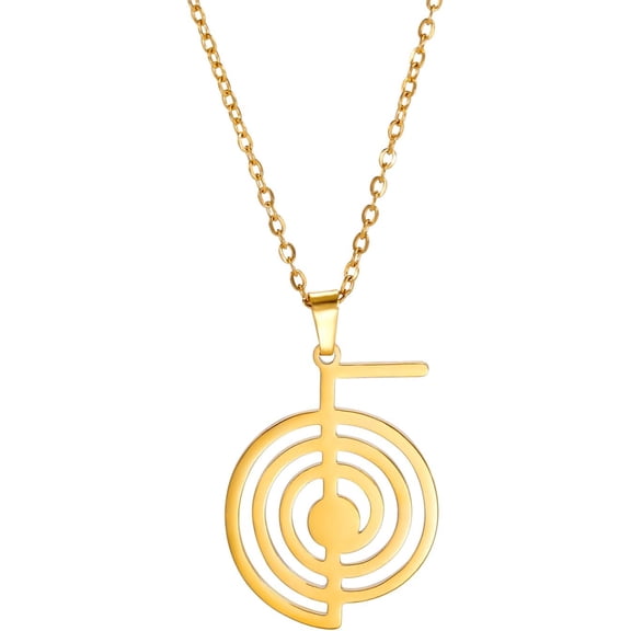 Cho Ku Rei Reiki Symbol Necklace Cho Ku Rei Energy Symbol Amulet Healing Reiki Pendant for Women Sacred Geometry Necklace Yoga Power Spiral Meditation Jewelry