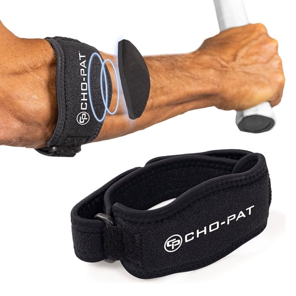 Cho-Pat Tennis Elbow Strap, Adjustable Forearm Support for Tennis Elbow, Overuse, Muscle Strains, and Tendonitis, OSFM