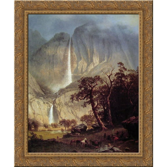 Cho-looke: The Yosemite Fall 20x23 Gold Ornate Wood Framed Canvas Art by Bierstadt, Albert