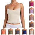 thumbnail image 1 of ChoXxx Women's Adjustable Spaghetti Strap Camisole Top Ribbed Knit Sleeveless for Casual Layering Beige XL, 1 of 8