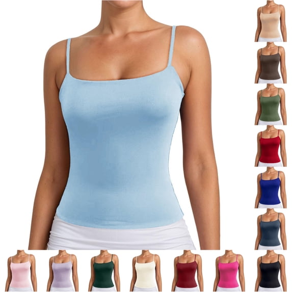 ChoXxx Women's Basic Tank Top Sleeveless Casual Camisole Strappy Layering Piece for Everyday BU1 M