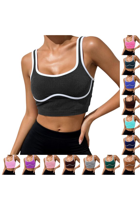 Women's Breathable Wireless Back Athletic Tank Stretchy Jogging Yoga Singlet Supportive Activewear Grey S