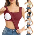 thumbnail image 1 of ChoXxx Women's Built In Bra Tank for Workout Dressy Slim Fit Ribbed Padded Camisole Red M, 1 of 5