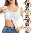 thumbnail image 1 of ChoXxx Women's Built In Bra Tank for Workout Dressy Slim Fit Ribbed Padded Camisole White M, 1 of 5