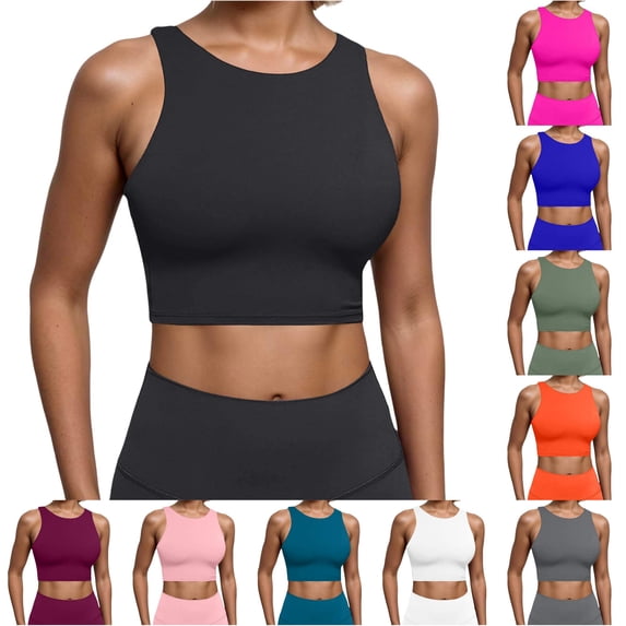 ChoXxx Women's Built In Padded Top Racerback Vest Sports Bra Open Back Black M