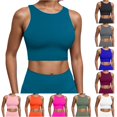 thumbnail image 1 of ChoXxx Women's Built In Padded Top Racerback Vest Sports Bra Open Back Navy S, 1 of 4