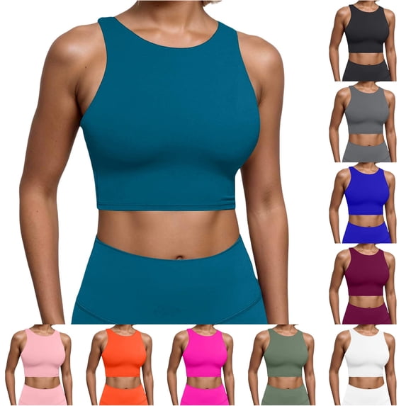 ChoXxx Women's Built In Padded Top Racerback Vest Sports Bra Open Back Navy S