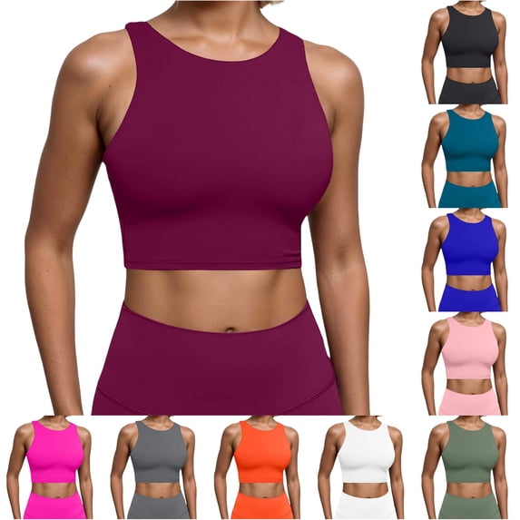 ChoXxx Women's Built In Padded Top Racerback Vest Sports Bra Open Back Purple XXL