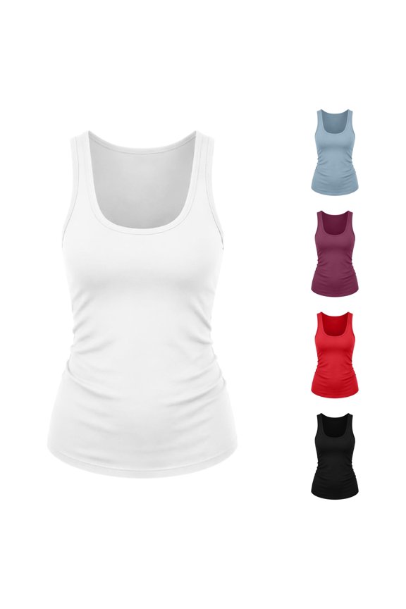 Women's Elegant Sleeveless Square Neck Flowy Knit Camisole Layering Everyday White XS
