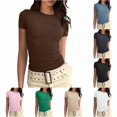 thumbnail image 1 of ChoXxx Women's Fitted Short Sleeve Basic Tee Slim Fit Shirt Brown L, 1 of 6