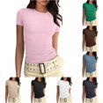 thumbnail image 1 of ChoXxx Women's Fitted Short Sleeve Basic Tee Slim Fit Shirt Pink M, 1 of 6