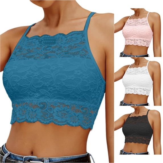 ChoXxx Women's Lace Crop Top Dark Blue S