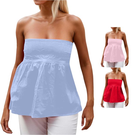 ChoXxx Women's Plaid Crop Top Square Neck Lace Trim Gingham Spaghetti Strap Corset Going Out Blue M