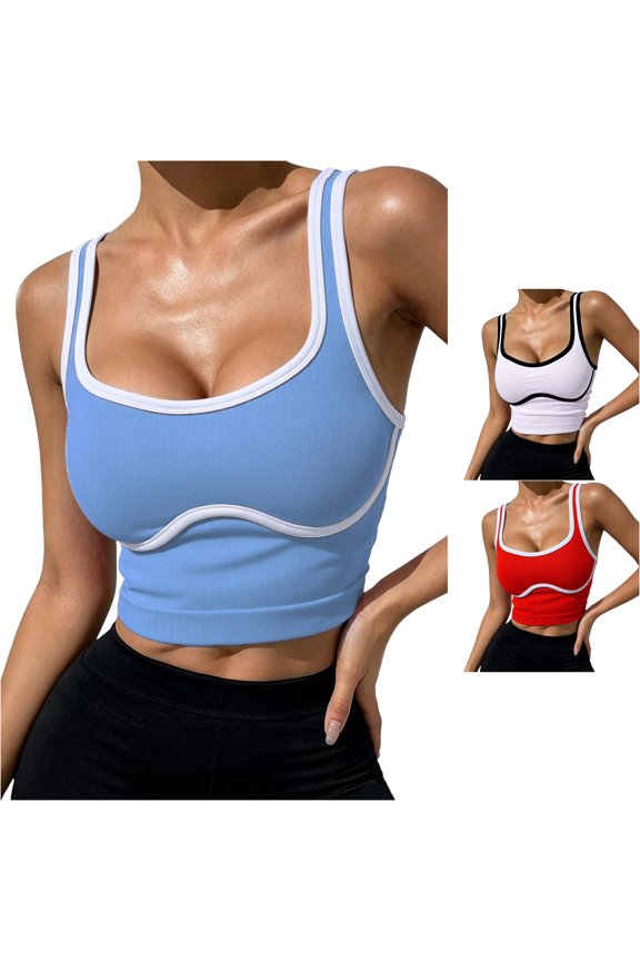 Women's Seamless Racerback Sports Tank Breathable Workout Camisole Yoga Running Sky Blue M
