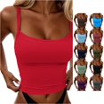 thumbnail image 1 of ChoXxx Women's Sexy Slim Fit Crop Camisole Built In Bra Sleeveless Tank Top Stretchy Summer Fashion Red S, 1 of 7