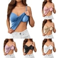thumbnail image 1 of ChoXxx Women's Shelf Bra Camisole Adjustable Spaghetti Strap Tank Top Basic Layer Blue XXL, 1 of 8