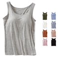 thumbnail image 1 of ChoXxx Women's Tank Top with Built In Bra Crew Neck Sleeveless Camisole Plus Size Padded Workout Grey M, 1 of 4