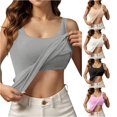 thumbnail image 1 of ChoXxx Women's Tank Top with Built In Bra Crew Neck Sleeveless Camisole Plus Size Padded Workout Grey XXL, 1 of 5