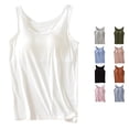 thumbnail image 1 of ChoXxx Women's Tank Top with Built In Bra Crew Neck Sleeveless Camisole Plus Size Padded Workout White S, 1 of 4