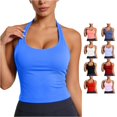 thumbnail image 1 of ChoXxx Women's Workout Yoga Tank with Built In Bra Racerback Athletic Camisole Fitness Running Blue1 S, 1 of 4