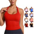 thumbnail image 1 of ChoXxx Women's Workout Yoga Tank with Built In Bra Racerback Athletic Camisole Fitness Running Watermelon Red1 S, 1 of 4