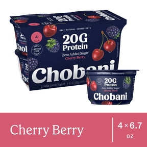 Chobani 20G Protein Low-Fat Greek Yogurt Cherry Berry 6.7oz 4 Pack