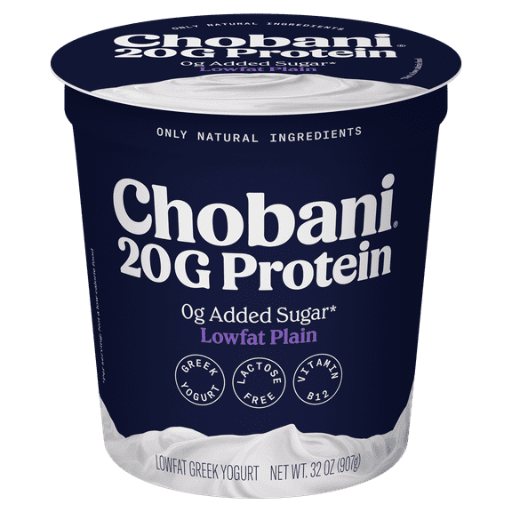 Chobani 20G Protein Low-Fat Greek Yogurt Plain 32 oz Tub