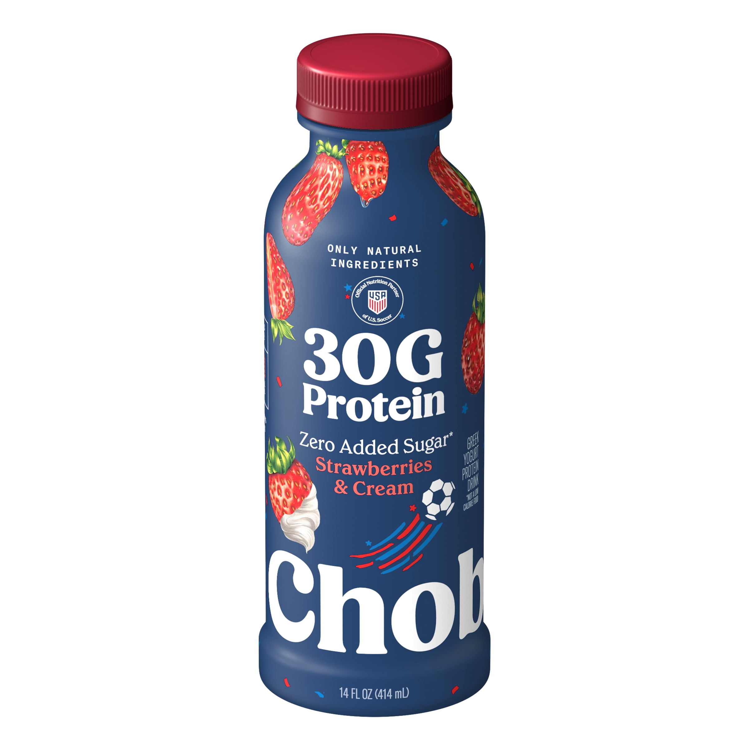 Chobani 30G Protein Low-Fat Greek Yogurt Drink Strawberries & Cream 14 fl oz Bottle